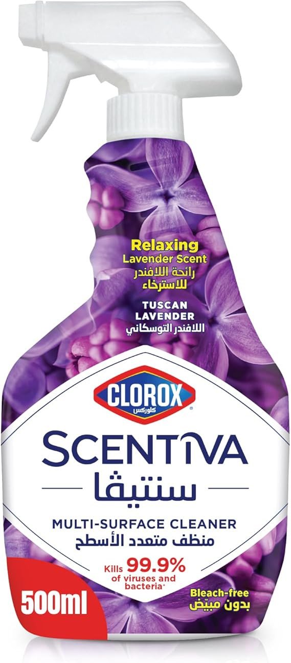 Clorox Scentiva Multi Surface Cleaner 500Ml, Tuscan Lavender, Bleach Free Disinfectant Spray