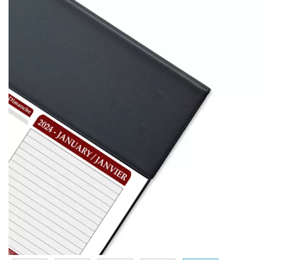 FIS Year Planner 2024 (English/French) PVC Desk Blotter, Black - FSDK2EF24BK
