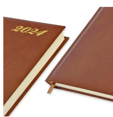 FIS Bonded Leather Diary 2024 (English) Brown, A4 - FSDI40EBI24BR