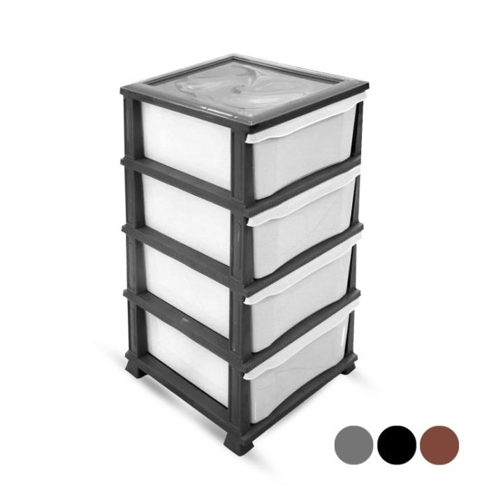 Royalford 4-Tier Storage Cabinet| RF10807| Plastic Storage Cabinet| Drawer Cabinet For Home, Office, Restaurant, Saloon, Etc...| Multi-Purpose Drawer| Compact And Stylish Design| White And Grey| One-P