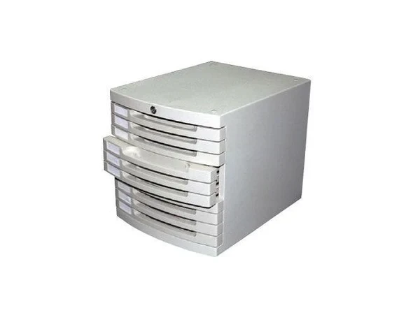 Partner 10 Drawer Cabinet with Lock, Grey, PT-28K
