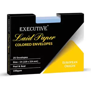 FIS Executive Laid Paper Envelopes Peel & Seal, Pack of 25 Pcs. Blue Color, C4 (229 x 324 mm) Size, 100 GSM - FSEE1042PBLB25