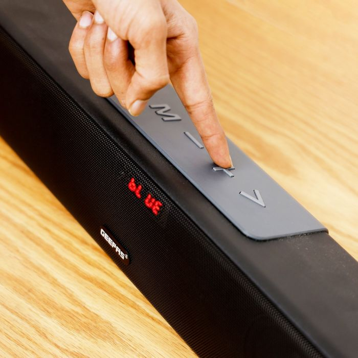 Geepas Sound Bar Bluetooth Speaker - Portable Design Led Display | 15 Meter Bluetooth Range | USB/AUX/HDMI & Optical Input | Manual Controls With Wall Mounting | 3D Surround Sound Stereo