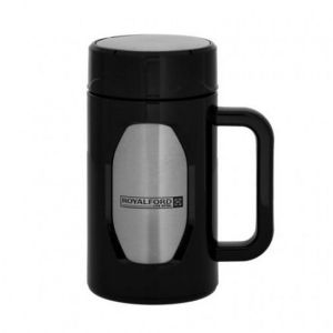 Royalford Travel Mug with Strainer - Stainless Steel - Black - 400 ML