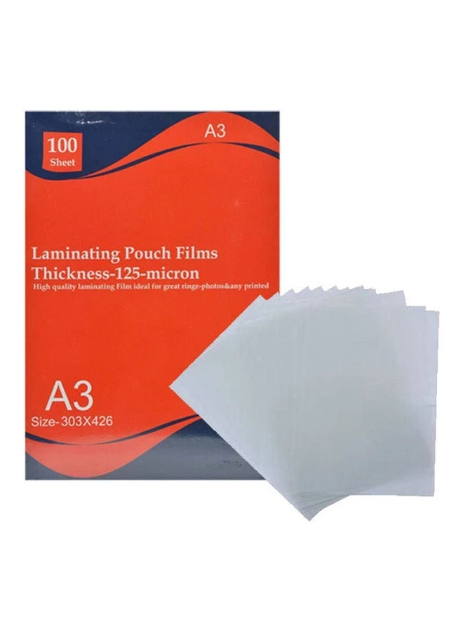 Deluxe 125 Mic 100/Piece A3 Laminating Pouch Film Set Clear