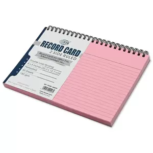 FIS Ruled Record Card 180 GSM 8X5 Inch Double Loop Spiral 50 Sheets Pink -FSIC85-180SPPI