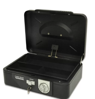 FIS Cash Box Steel Black Color With Number/Key lock, 250 x 180 x 85 mm, 10 Inch Lock Size - FSCPTS1026CBK
