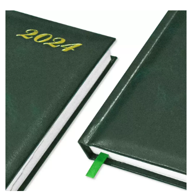 FIS 2024 International Diary A5 7-Languages Vinyl 1-Side Padded Green - FSDI136-7V24GR