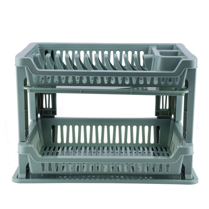 Royalford 2-Layer Dish Rack- RF10882| Plastic Plate Stand With Tray| Glass, Spoon And Utensils Holder| Dish Organizer For Kitchen| Stand With Drainer| Compact And Stylish Design| Premium Quality Dryin