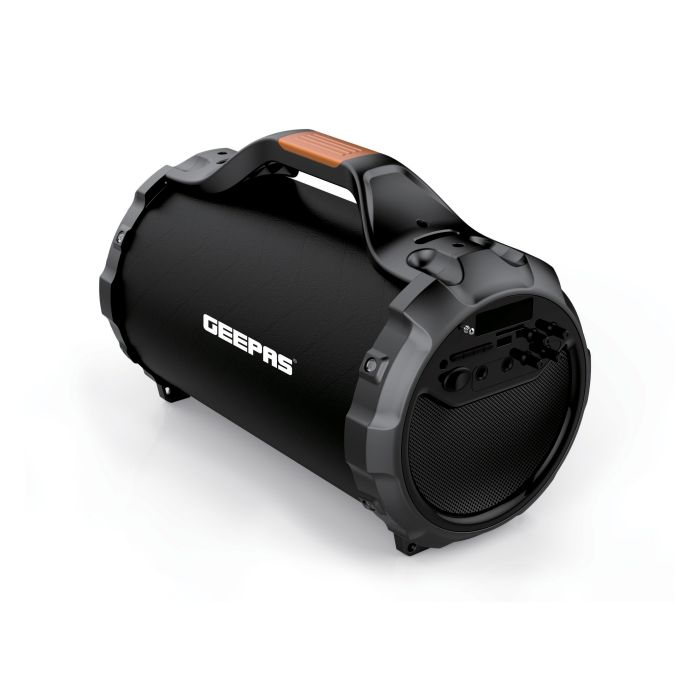 Geepas GMS11129UK Rechargeable Karaoke Sound Box For DJ Dance And Party - 2 Mic Input, USB, Radio, 10 Metres Operating Range Works With PC, MID And TV & Upto 5hrs Play-Time | 2 Years Warranty