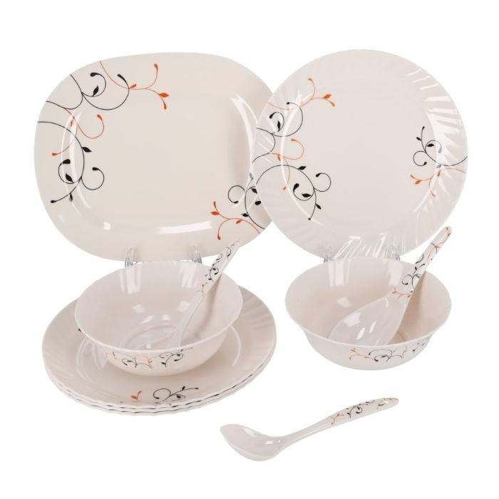 Geepas 10 Pcs Melamineware Dinner Set - Flat Oval Plate Dinner Plate, Side Plate, Bowl | Serve Soup Pasta Noodles & More | Perfect For Home Restaurant Hotels & More
