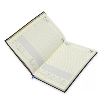 FIS Bonded Leather Diary 2024 (English) Blue, A4 - FSDI40EBI24BL