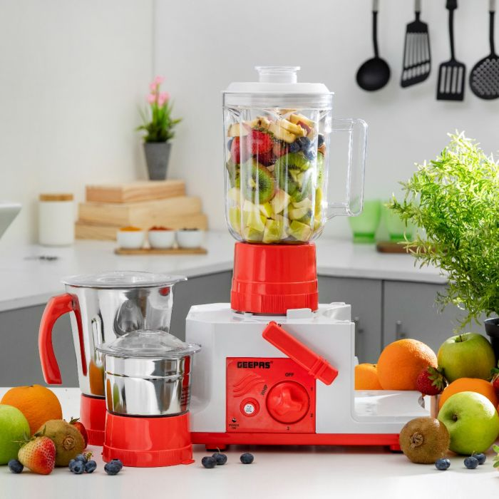 4-In-1 Food Processor With Juicer,Mixer & Grinder | GSB44077 | 3 Speed Controls With Whip Function | Stainless Steel Jar Set | 750W Powerful Motor With Overload Protection