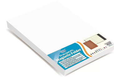 FIS Magnetic Folder Italian PU Cover with Writing Pad, A5 Size, Ivory Paper, Single Ruled, 96 Sheets with Gift Box, Light Brown Color - FSMFEXNBA5LBR