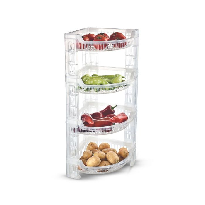 Royalford 4-Layer Corner Rack- RF10881| Multi-Purpose Storage Rack Perfect For Home, Kitchen, Bathroom, Office| Ideal Organizer For Fruits, Vegetables, Containers, Toiletries, Dcor| Strong And Durable
