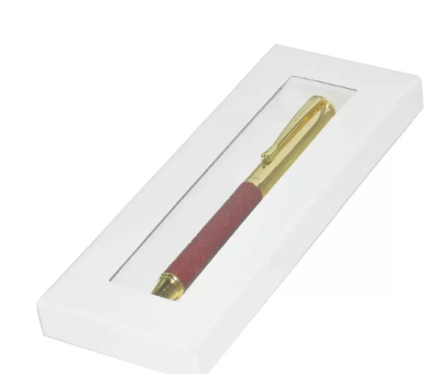 FIS Gold Pens with Embossed Italian PU Wrapper and Gift Box, Maroon Colour - FSPNGPUMRD4