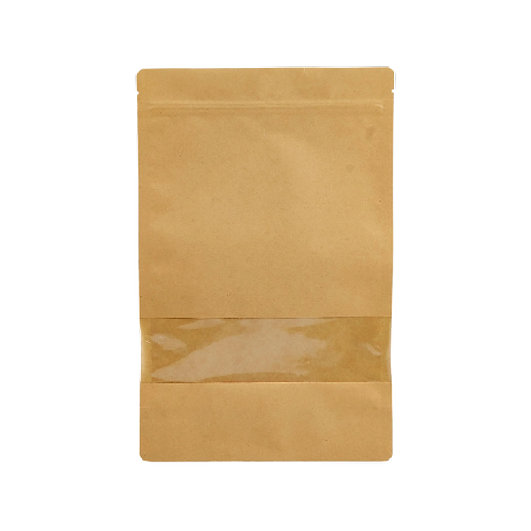 Kraft Brown Resealable Paper Bag With Window 50 Pieces 23x35x5 Cm