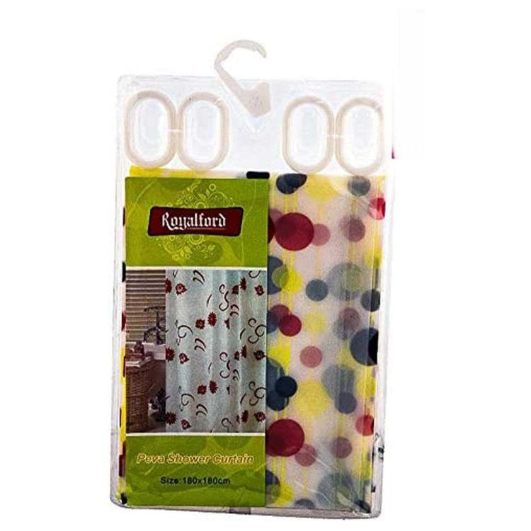 Royalford P Shower Curtain 180 X 180Cm - Plastic - Black