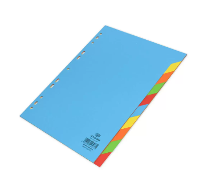 Pack of 25 Pieces 10-Color Tab A4 Card Divider Blue/Yellow/Orange