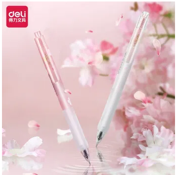 Deli A580 Press 0.38mm Neutral Pen Kawaii Cherry Blossom Gel Pen Signature Pen Student supplies Stationery
