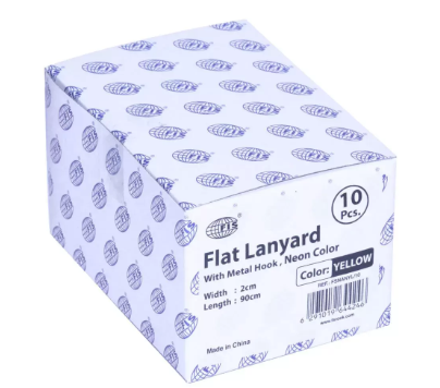 10-Piece FIS Neon Color Flat Lanyards with Metal Hook, Neon Yellow Color, 2x90cm - FSNANYL/10