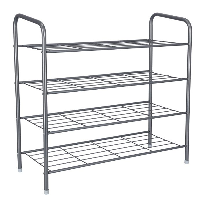 Royalford 4 Tier Metal Shoe Rack - Portable Light Weight Shoe Storage Organizer Unit Entryway Shelf Stackable Cabinet | Flat Shelves, Large Stackable | Perfect For Bedroom, Closet, Entryway, Dorm Room