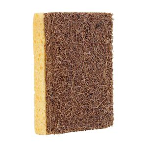 Royalford Cellulose Sponge Stitched - Coconut Fiber - Brown, Yellow - 0025 KG - 6294016423807