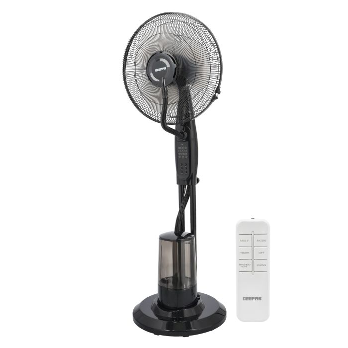 16" Mist Fan With Remote Control, 3 Speed Setting, GF21160 | Oscillation & Tilt Function | 0.5-7.5H Timer Function | Transparent Water Tank | LCD Display | Home & Office Use