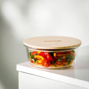 Royalford Round Glass Food Container With Lid - Plastic - Clear - RF10324