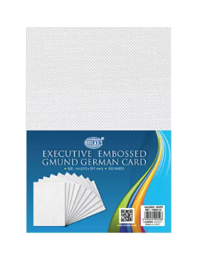 100-Piece FIS Executive Embossed Gmund Card, 200GSM, A4 White - FSBD732