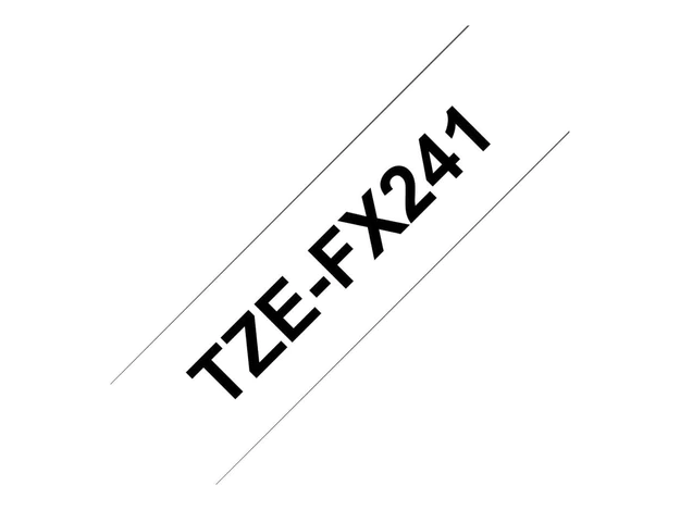 Brother TZe-FX241 Laminated Flexible Tape Black on White 18mm x 8mm