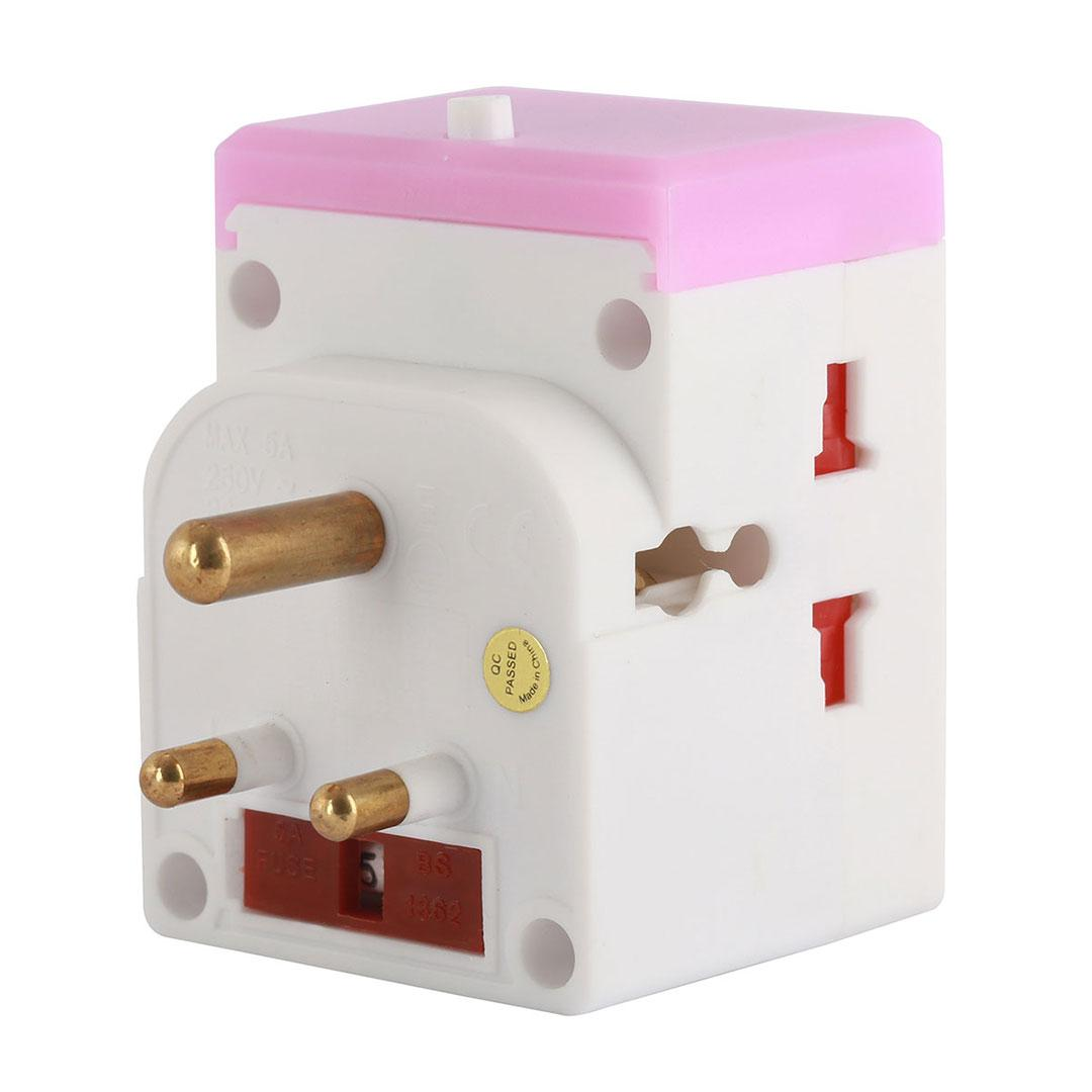 Multi-Plug Fitted 5A Fuse 3 Pin Round Plug Night Light & Switch 3 Way 3 Pin Universal Socket 5A
