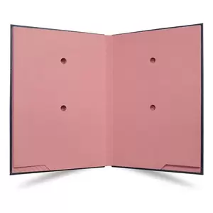 FIS Signature Book, Italian PU Material Cover without Window, 18 Sheets with Gift Box, Blue Color, 240 x 340 mm - FSCL18-PU