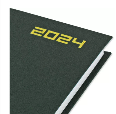 Fis 2024 A5 Diary,Vinyl, English Hard Cover Green -FSDI21E24GR