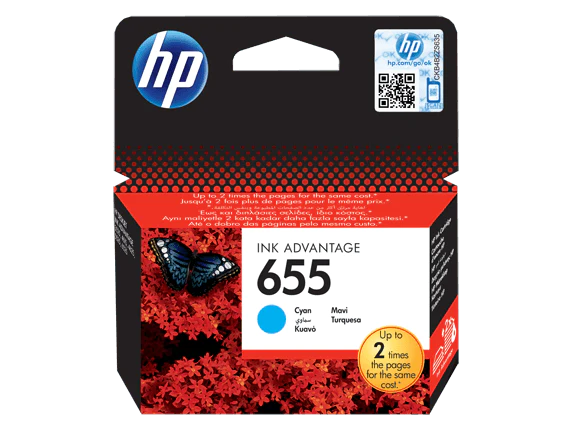 HP 655 Cyan Ink Cartridge (CZ110AE)