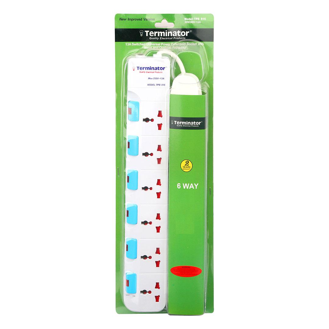 6 Way Universal Power Extension Socket 5M Cable 13A