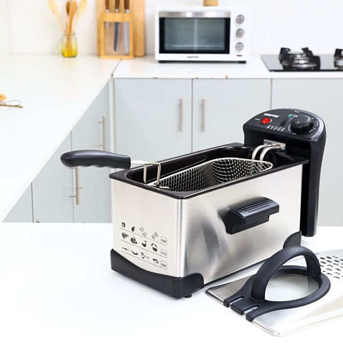 Deep Fat Fryer 3L | Food Grade Stainless Steel Body | Easy Clean Enamel Inner Pot | Temperature Control With Auto Shut-Off Safety | With Viewing Window | 2000W - 2 Years Warranty