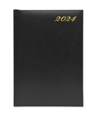 FIS 2024 International Diary A5 7-Languages Vinyl 1-Side Padded Black - FSDI136-7V24BK