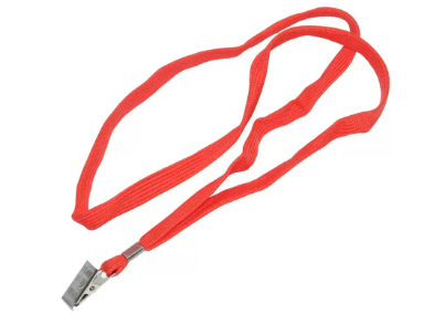 12-Piece FIS Name Badge Lanyard with Metal Clip, Red Color, Flat Shap - FSNALY12RE