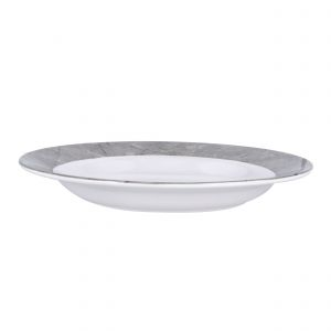 Royalford Melamine Soup Deep Plate - Melamine - White - 10 INCH