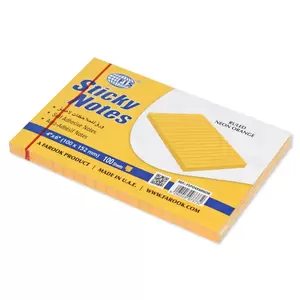 FIS Sticky Note Pad, 4X6 inches, Pack of 6, Ruled Neon Orange -FSPO4X6RNOR