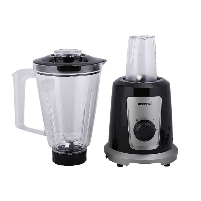 Geepas 500W 2in1 Multifunctional Blender | Stainless Steel Blades, 2 Speed Control With Pulse | 1.5L Jar, Interlock Protection | Ice Crusher, Chopper, Coffee Grinder & Smoothie Maker