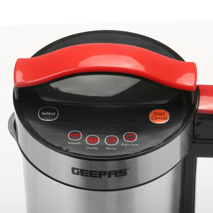 Geepas GSM63014UK 200W Multi-Functional Electric Soup Maker - Stainless Steel Jug, 1.6L Capacity, 4 Settings, Quiet Work - Healthy Soupmaker & Smoothie Maker With Auto Clean Function - 2 Years Warrant