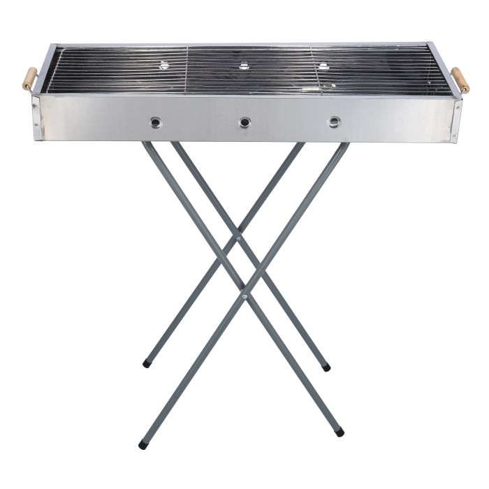 Barbecue Stand With Grill, RF10366 - Durable Stainless Construction, Foldable And Portable Outdoor Charcoal BBQ, Larger Grilling Area