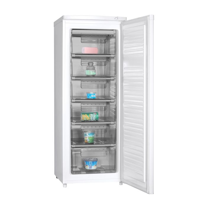 Geepas 200L Upright Freezer - Portable 3 Star 6 Crystal Freezer Drawer, Compact Recessed Handle & Adjustable Thermostat | Ideal For Retailers, Home, Bachelor's, Medical Shops & More | 1 Year Warranty