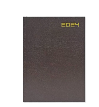 Fis 2024 A5 Diary,Vinyl, English Hard Cover Chocolate -FSDI21E24CH