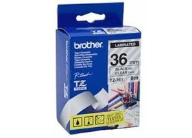 Brother P-touch 36mm TZ-161 Laminated Tape, 8 m, Black on Clear