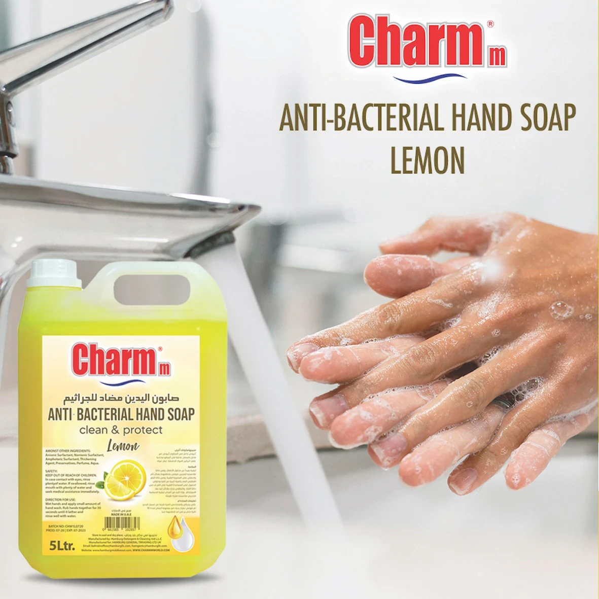Charmm Antibacterial Hand Wash Lemon 5 Lt