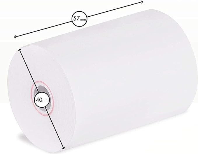 Thermal Paper Till Rolls, 100 Cash Roll 57×40 mm