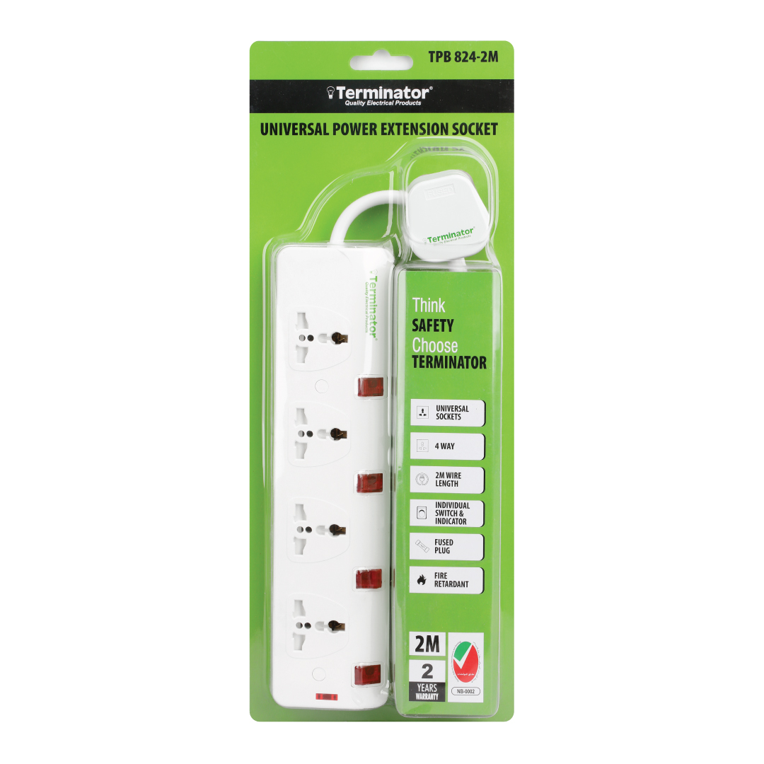 3-Way Universal Power Extension Socket With Individual Switch + Indicator